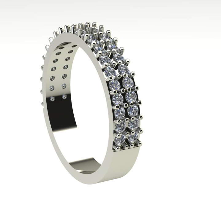 Double Row Fancy Cut Diamond Wedding Ring For Women