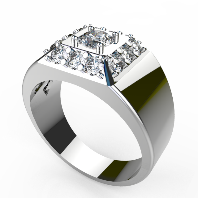 Designer Fancy Cut Diamond Brushed Ring For Men