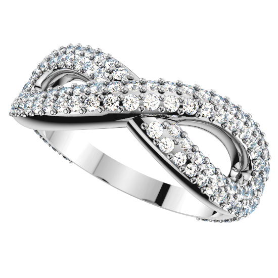 Cros Band Fancy Cut Diamon Wedding Ring For Women