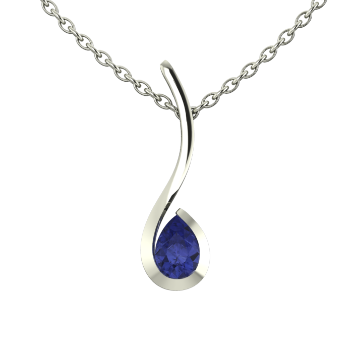 Blue Pear Cut color stone Pendant For Women