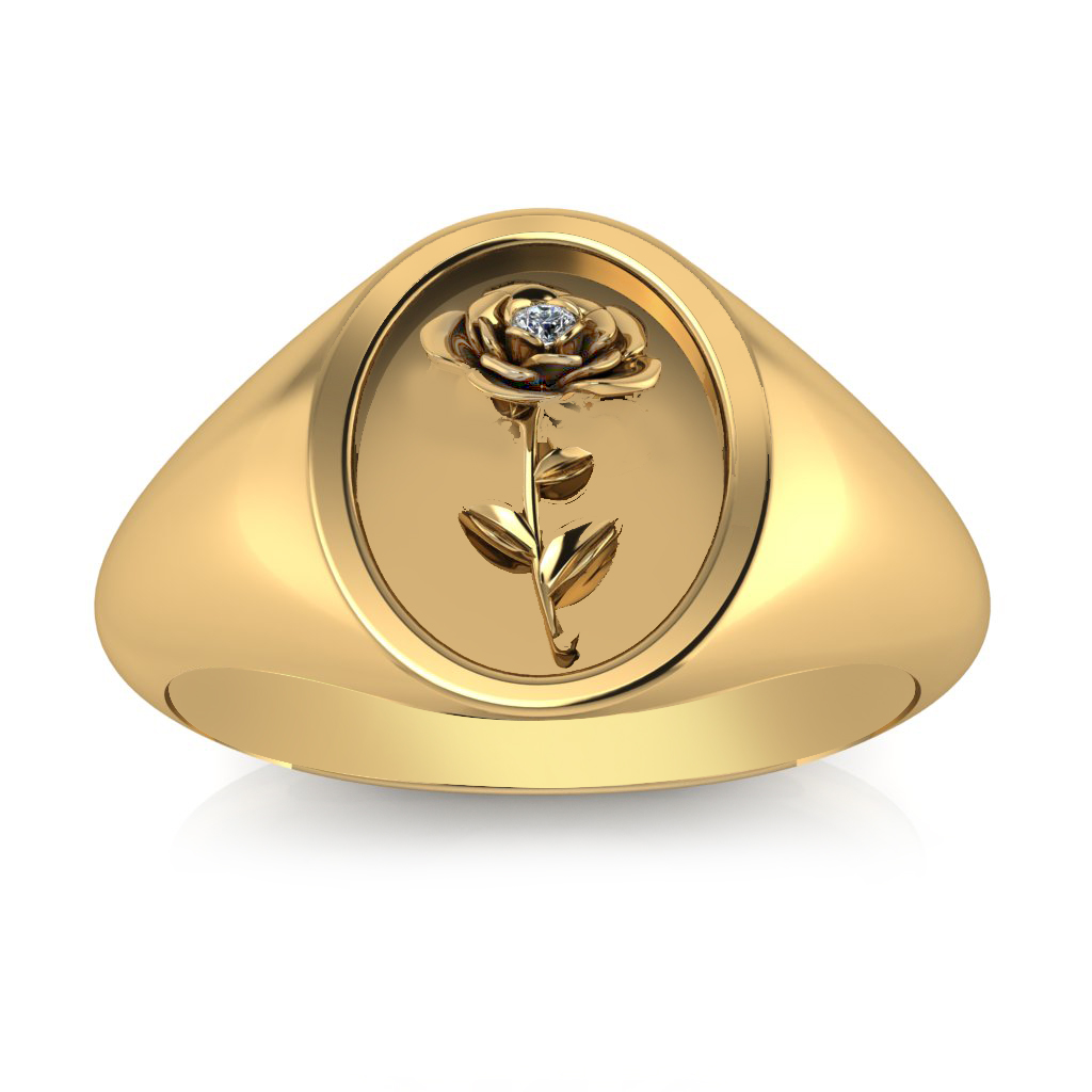 3D Flower Signet Ring