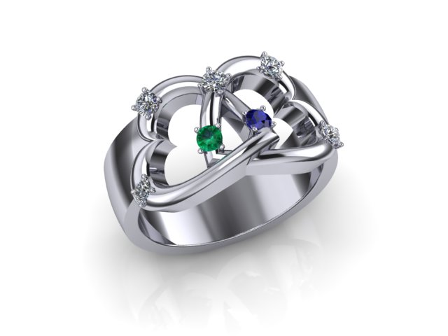 Double Heart Ladies Ring 