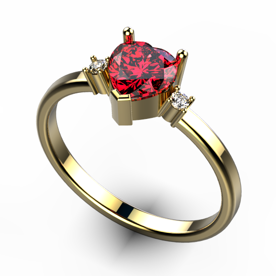 Heart Shape Red Color Stone Plain Ring For Women