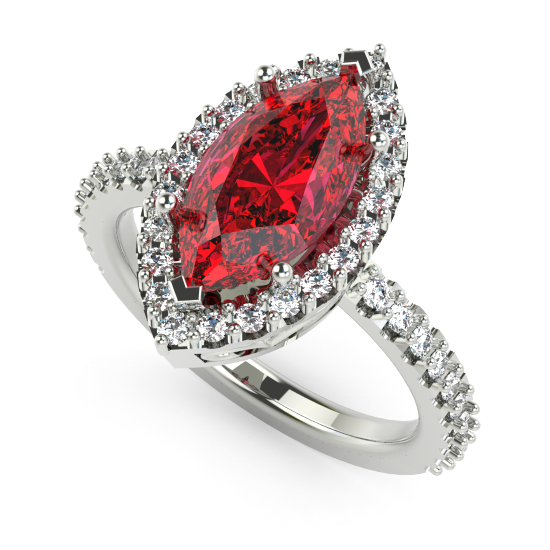 Red Color Diamond Ring For Women