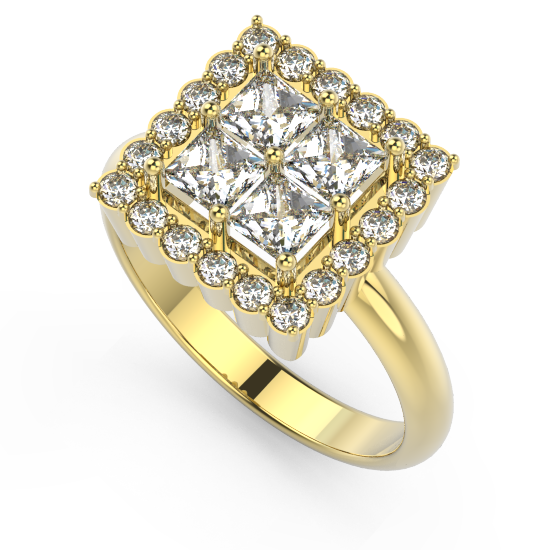 Princess Cut Diamond Invisible Engagement Ring
