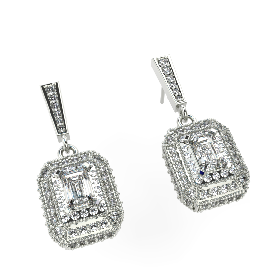 Emerald Cut Diamond Earring For Women