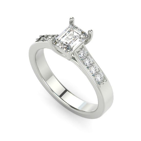 Solitaire Emerald Cut Diamond Engagement Ring For Women
