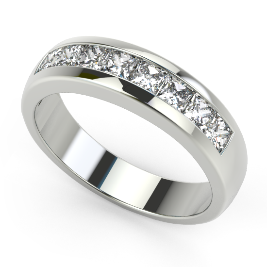 8 Princess Cut Diamond Brushed Wedding Ring For Men