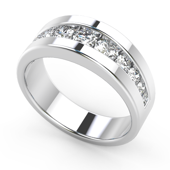 Cushion Cut Diamond Brushed Wedding Ring For Men