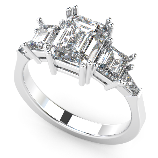5 Diamond Emerald Cut Engagement Ring For Women