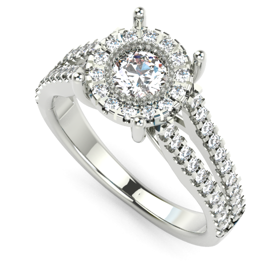 Flower Frame Brilliant Cut Diamond Engagement Ring