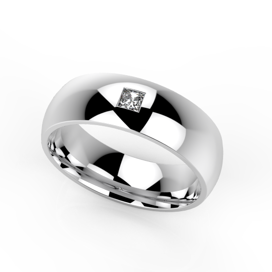 Princess Cut Diamond Brushed Wedding Ring For Men