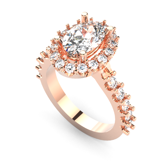 ROSE GOLD CUSHION CUT DIAMOND HALO EENGAGEMENT RING