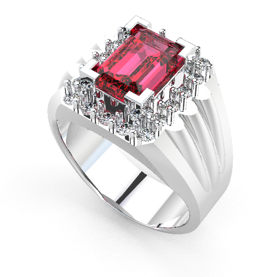 Red Color Diamond Ring For Men