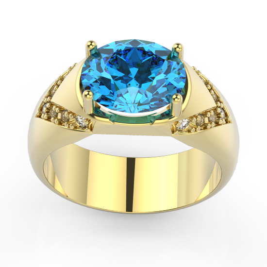 Elegant Blue Diamond Brushed Ring For Men 