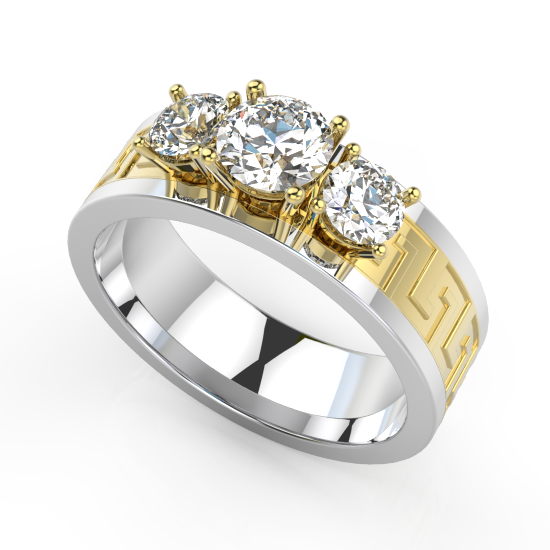 Elegant Fancy Cut Diamond Brushed Wedding Ring