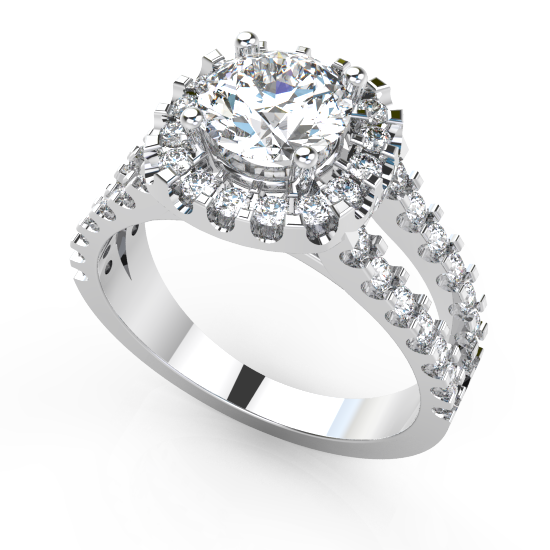 Elegant Double Row Halo Diamond Ring 