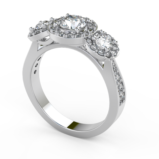 Trio Fancy Cut Diamond Brushed Wedding Ring For Women