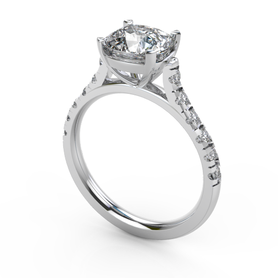 Solitaire Cushion Cut diamond Engagement Ring