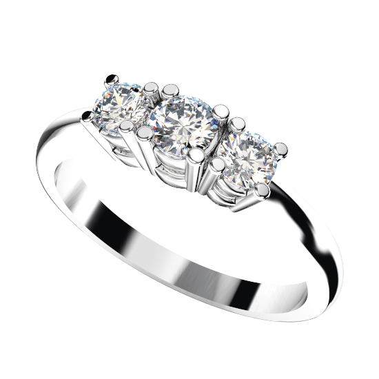 Brushed Round Cut Diamond Brushed Wedding Ring