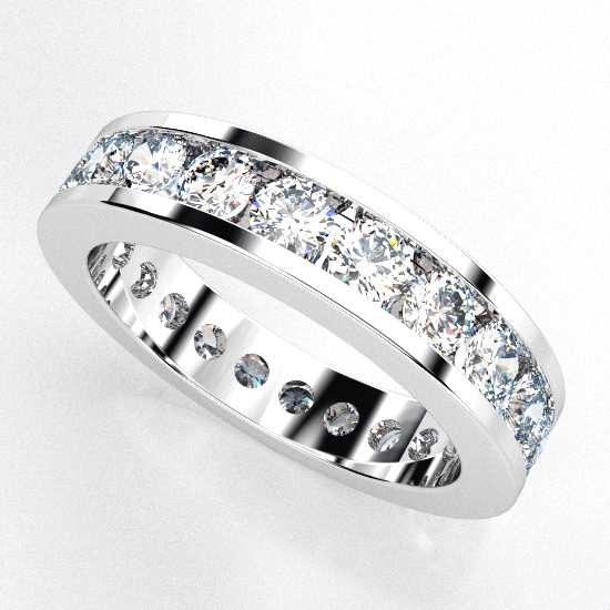 Channnel Set Round Cut Diamond Wedding Ring