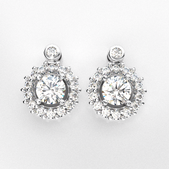 Classic Flower Frame Fancy Cut Diamond Earring For Women