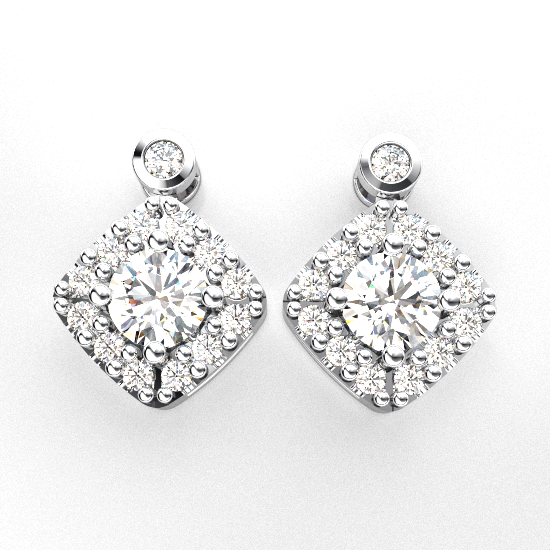 Flower Frame Fancy Cut Diamond Earring For Women