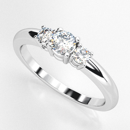 Classic Three Fancy Cut Diamond Brushed Wedding Ring