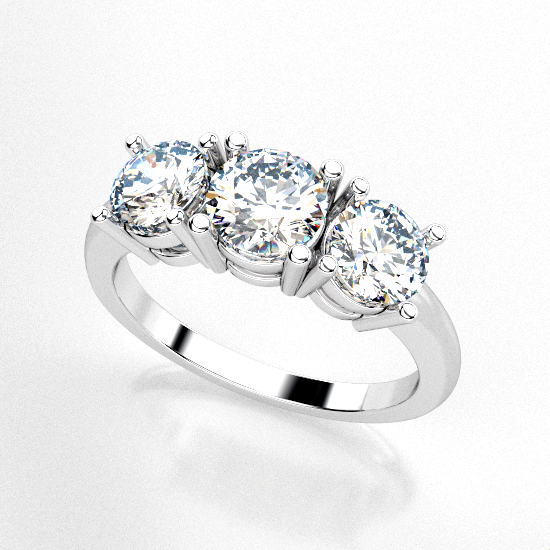Gorgeous Three Fancy Cut Diamond Brushed Wedding Ring