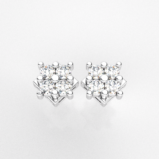 Flower Frame 4 Fancy Cut Diamond Earring For Women