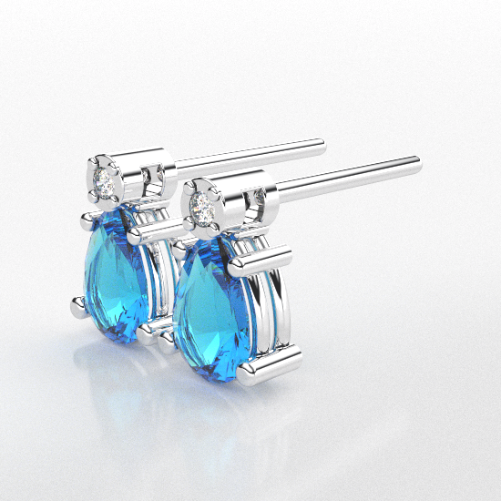 Beautiful Pear Cut Blue Diamond Earring For Women