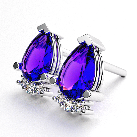 Smart Pear Cut Blue Diamond Earring For Women