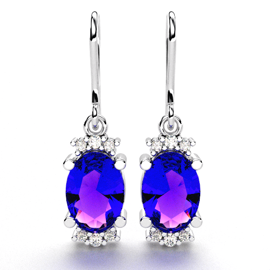 Stunning Oval Cut Blue  Diamond Earrings