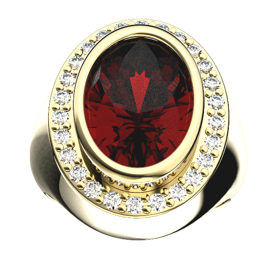 Royale Red Oval Cut Diamond Ring For Men