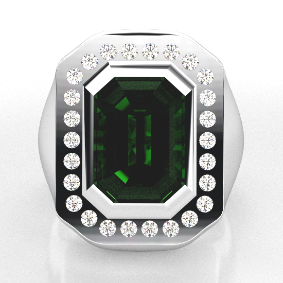 Green Emerald Cut Diamond Ring For Men