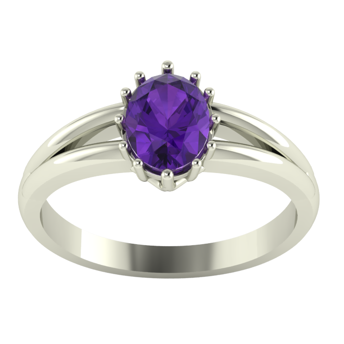 Solitaire Plain Oval Cut Color Stone Ring