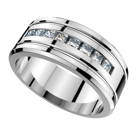 8 Princess Cut Diamond Wedding Ring For Men