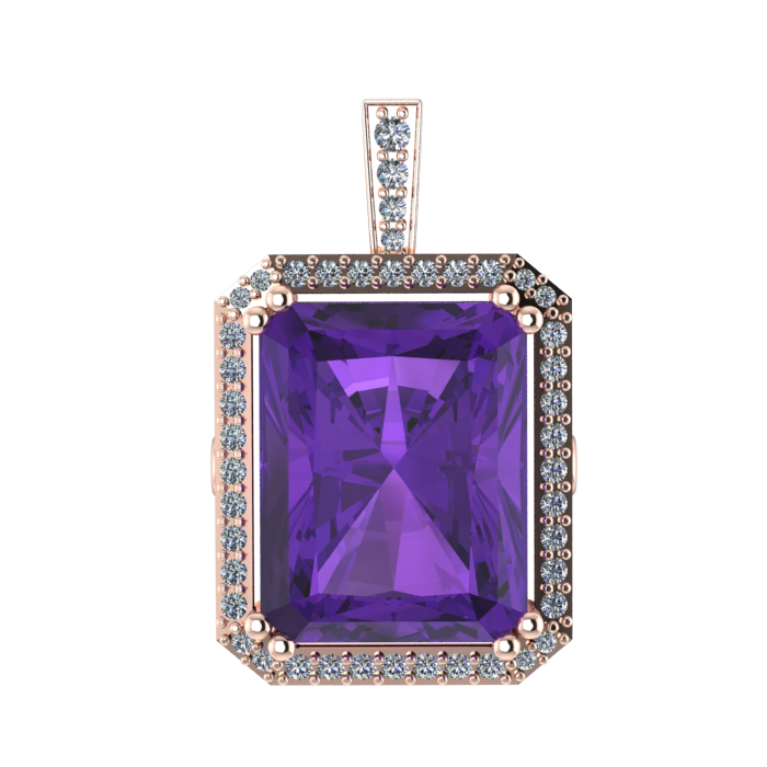 Emerald Cut Color Stone Pendant For Him And Her