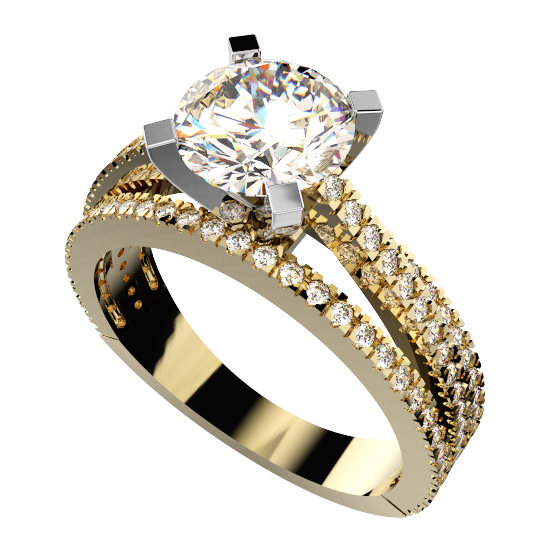 101 Diamond Triple Row Solitary Ring