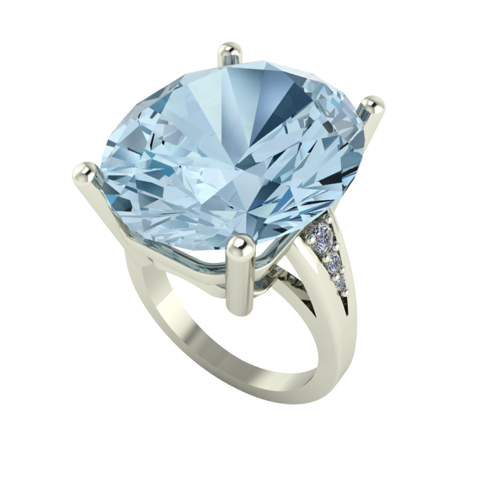 Big Oval Blue Topaz fancy ring