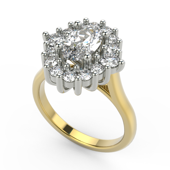 Pear Cut Flower Frame Engagement Ring For Women