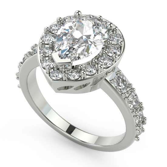 Pear Cut Diamond Halo Eengagement Ring