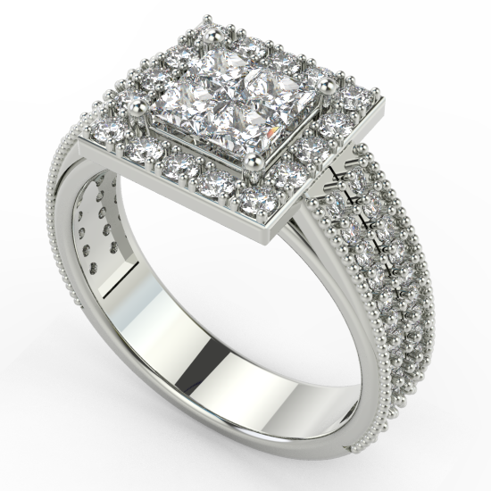 Designer Princess Cut Diamond Halo Eengagement Ring