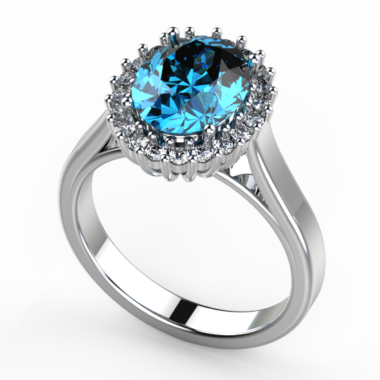 Flower Frame Fancy Cut Blue Color Stone Ring