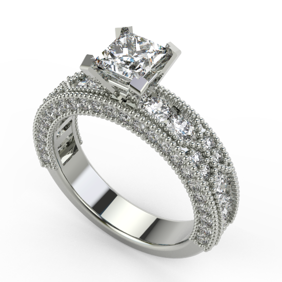 Designer Princess Cut Diamond Engagement Ring