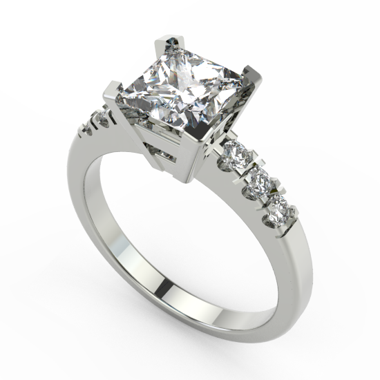 7 Diamond Princess Cut Engagement Ring For Women