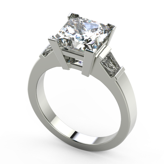 Stylish Three Princess Cut Diamond Wedding Ring