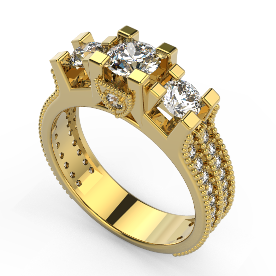 Royale Designer Three Fancy Cut Diamond Wedding Ring