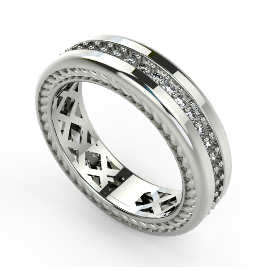 Solitaire Fancy Cut Diamond Brushed Wedding Ring For Men