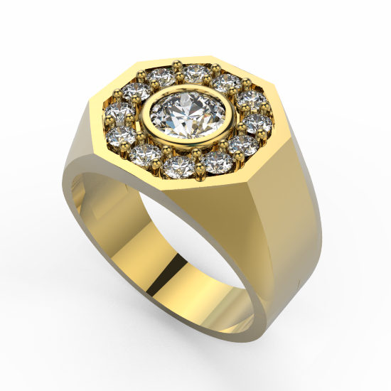 Flower Frame Fancy Cut Diamond Ring For Men